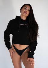 Bat Wing Crop Kloud Hoodie (Black)
